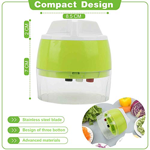 Popolic Cortador de Verdura, Verduras Cortador Rallador de Verduras 4 en 1, Cortador Espiral Manual, Picadora Manual, Picadora de Alimentos para Picar Espaguetis de Calabaci (Verde)