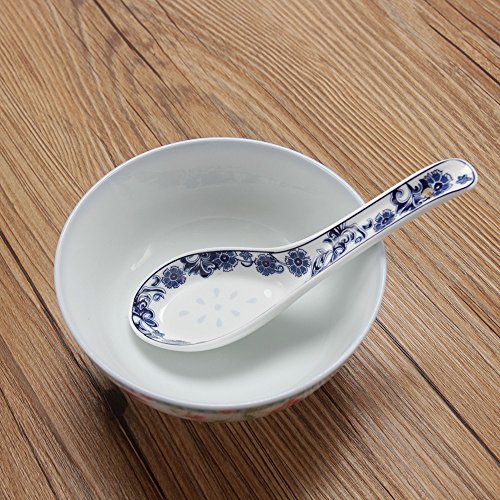 Porlien - Cuchara china (porcelana, 12,5 cm, 4 unidades), color azul oscuro