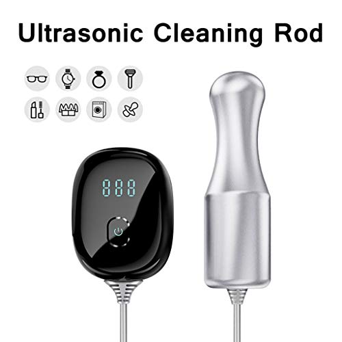 Portátil Mini Limpiador Ultrasónico, 100W Touch Control Panel Multipropósito Limpiador para Gafas, Joyería Dental Dientes Vajilla Lavadora,EU