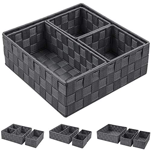 Posprica - Caja de almacenamiento tejida con compartimentos para cajones, armarios, estantes y aparadores