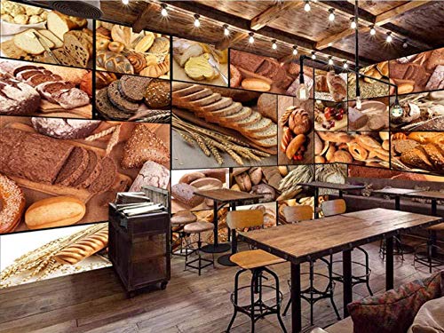 Póster Fotos Fondo Pared 3D Mural Pan Europeo Panadería Postre Tienda De Té Restaurante Cafetería Herramientas Pared Decoración Del Hogar Papel Pintado-200x140cm