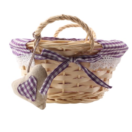 Premier Housewares - Cesta de Mimbre Ovalada (Forro a Cuadros)