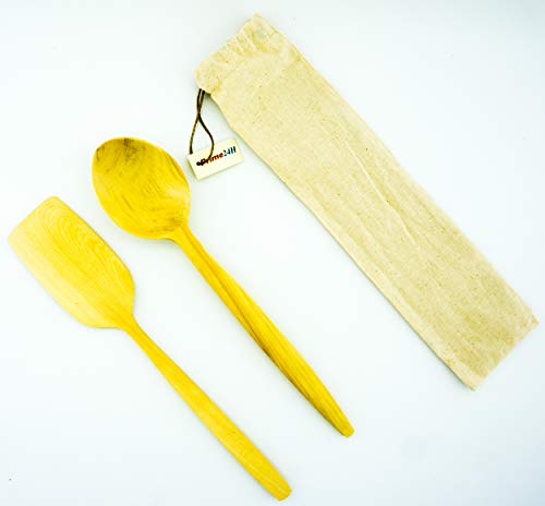 Prime24H - Cuchara y espátula, Gran Formato, Utensilios de Cocina de Madera Natural, ecológico, fabricación Artesanal