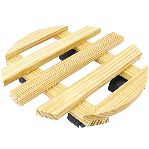 PrimeMatik - Plataforma Redonda de Madera con Ruedas 30 cm