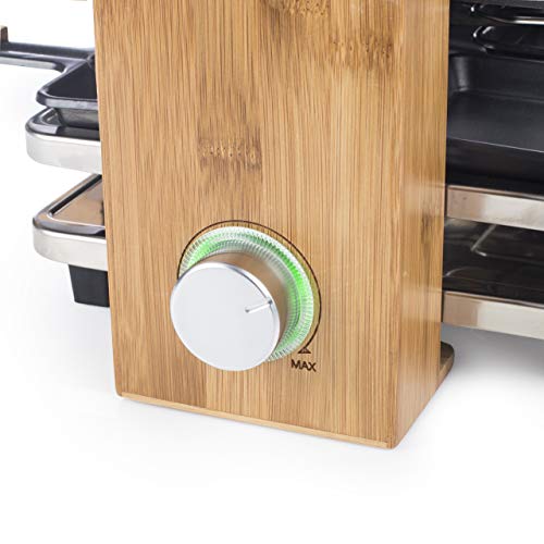 Princess 162910 Raclette Pure 8 – Parrilla, Plataforma para Sartenes, Estructura de Bambú