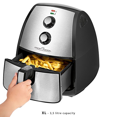 ProfiCook FR 1115 H Freidora sin aceite por aire caliente, 1500 W, 3.5 litros, Acero Inoxidable, Gris/Negro