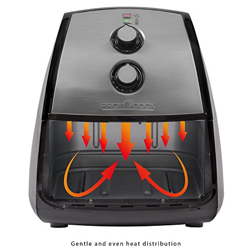 ProfiCook FR 1115 H Freidora sin aceite por aire caliente, 1500 W, 3.5 litros, Acero Inoxidable, Gris/Negro
