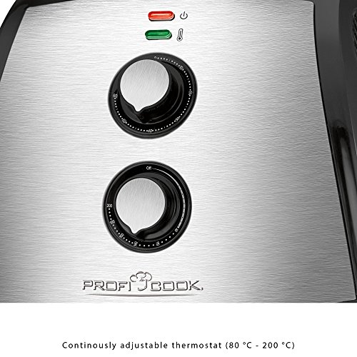 ProfiCook FR 1115 H Freidora sin aceite por aire caliente, 1500 W, 3.5 litros, Acero Inoxidable, Gris/Negro