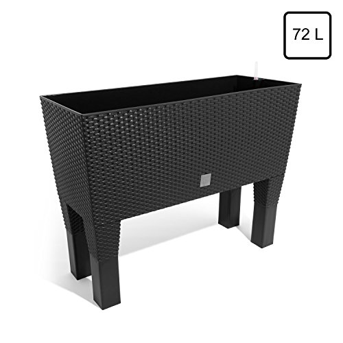 Prosperplast Jardinera Rato con riego 80x33x65 antracitae, Negro