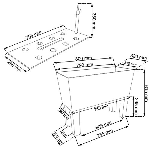Prosperplast Jardinera Rato con riego 80x33x65 antracitae, Negro