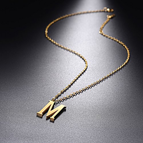 PROSTEEL Collar de Iniciales Colgante de Letra A-Z Colgante para Mujer Hombre de Acero Inoxidable Chapado en Metal Negro con Caja de Regalo