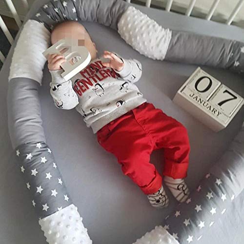 Protector para cuna, protector de bordes, cojín para cuna, decoración para habitación infantil, 250 cm de longitud, color gris