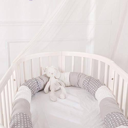 Protector para cuna, protector de bordes, cojín para cuna, decoración para habitación infantil, 250 cm de longitud, color gris
