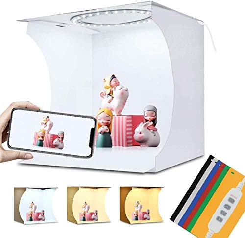 PULUZ - Caja de luz LED de 20 cm con 3 Modos Regulables para Estudio fotográfico, Estudio de fotografía, Estudio de fotografía y Tienda de campaña y 6 Fondos de Colores
