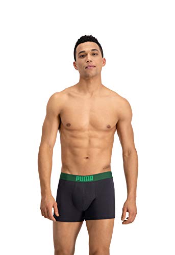 Puma Placed Logo - Pack de 2 bóxers para hombre, color verde/gris, talla XL