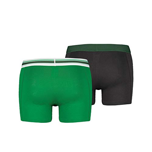 Puma Placed Logo - Pack de 2 bóxers para hombre, color verde/gris, talla XL