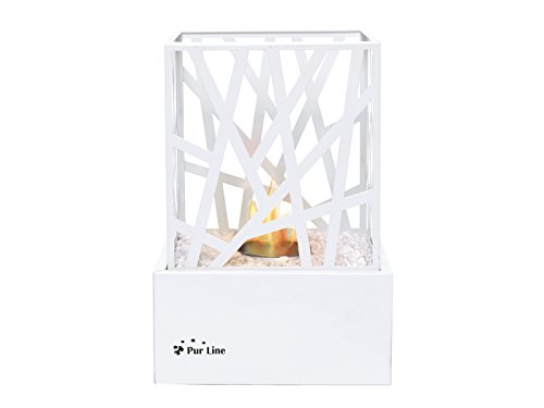 PURLINE AMALTEA W Biochimenea de sobremesa para uso interior o exterior con diseño moderno color blanco