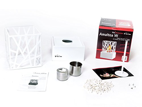 PURLINE AMALTEA W Biochimenea de sobremesa para uso interior o exterior con diseño moderno color blanco