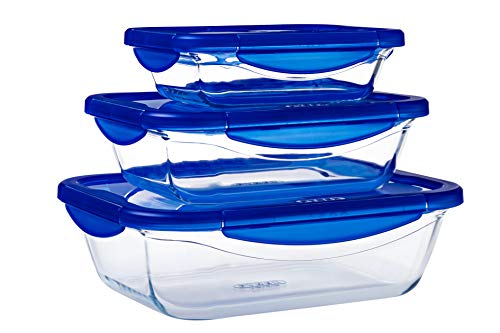 Pyrex Cook & Go Recipiente Rectangular 25X19CM 170CL con Tapa Cook&GO, Azul, 4.19 cm