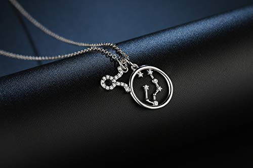 Qings Horoscopo Tauro Colgante Collars Plata de Ley 925 para Mujer Doble Cara Constelaciones Signos Astrológicos Zodiacos