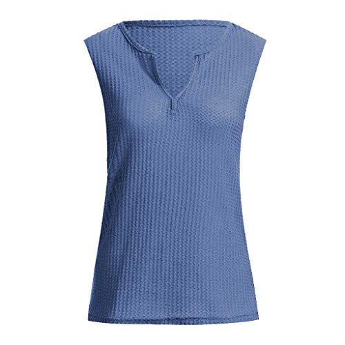 Qingsiy Mujeres Verano Moda Camisetas Chaleco Chaleco Suelta Sin Mangas con Estampado Ocasionales Cuello En V Tapas Flojas Atractiva Camiseta Tapas De Verano De Chaleco Basicas Tops(Azul,XL)