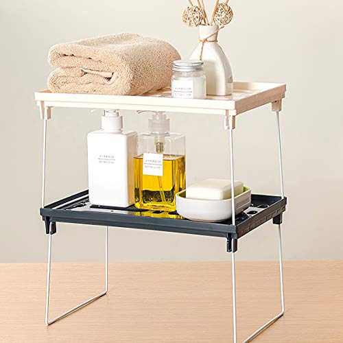 Qisiewell Estante de Cocina Estante apilable Gris Estante de Armario de Cocina Plegable Organizador de Cocina para Platos y Suministros para Platos, latas y Especias