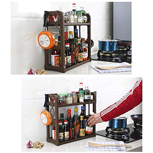 Qisiewell Estante de Especias Blanco Práctico Estante de Especias para armarios de Cocina y Espacio de Trabajo para ordenar en la Cocina Extensible de plástico PP en 2 Niveles