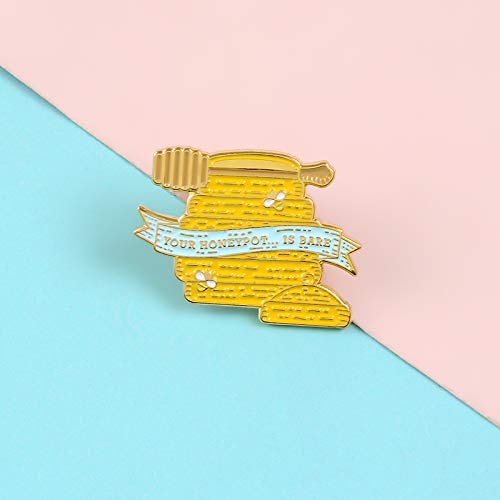 QISKAII Abeja Tarro de Miel Pasadores SU Bote DE Miel ES Desnudo Pernos de Metal esmaltados Broches de Dibujos Animados Dulces Insignias Solapa Ropa Pines Mujeres Joyas Regalos