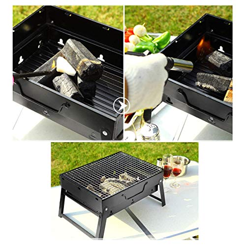 QMKJ Engrosado Parrilla Plegable portátil Parrillas al Aire Libre hogar carbón de leña Horno Fumador Barbacoa Camping al Aire Libre jardín Parrilla Barbacoa utensilio