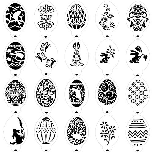 Qpout 20 Piezas Plantilla de Huevo de Pascua, Tarjeta de Caramelo de café de Chocolate Reutilizable Molde de decoración de Huevo de Pascua Suministros de Fiesta de Pascua