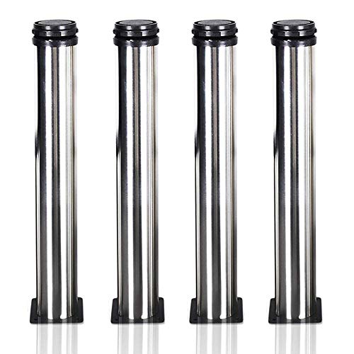 Qrity 4 unidades Patas de Metal muebles regulables armario de cocina pies redondo - Metal cromado - Altura ajustable (Total: 300-315mm)