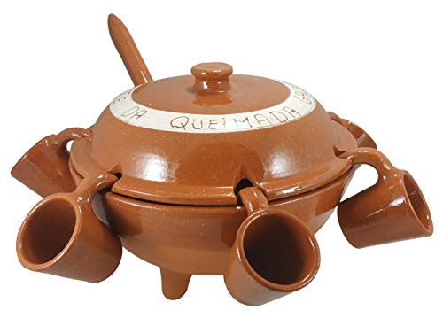 QUEIMADA GALLEGA Barro 6 Servicios con Tapa Y CUCHARON