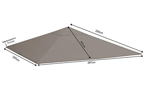QUICK STAR Techo de repuesto para Gazebo de jardín 3x3m Gris