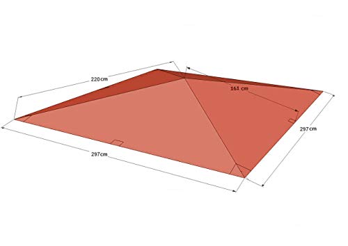 QUICK STAR Techo de repuesto para Gazebo de jardín 3x3m Naranja-rojo