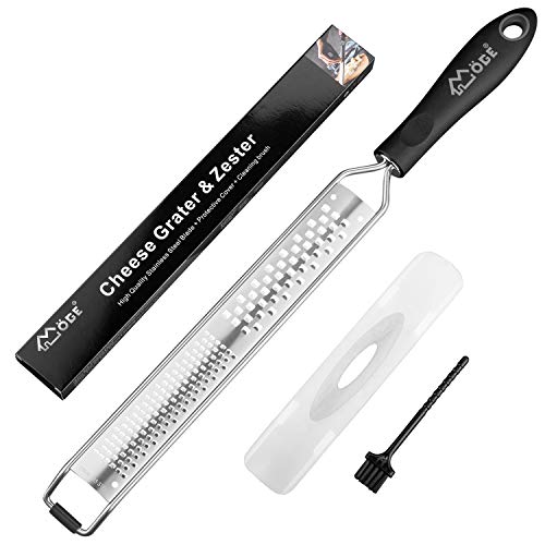 Rallador de Cocina de Acero Inoxidable Rallador de Queso Manual para Parmesano, Tomate, Trufa, Verduras y Mucho más Rallador de Cocina Profesional con Protector de Dedos y Cepillo de Limpieza, 2 en 1