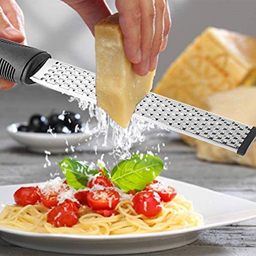 Rallador, utensilios de cocina de acero inoxidable para pelar limón, ajo, verduras y frutas, color negro