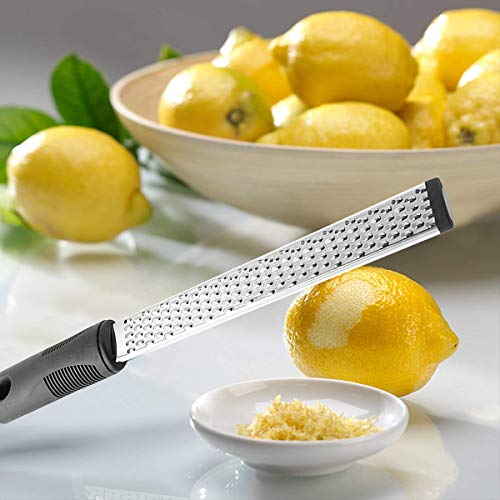 Rallador, utensilios de cocina de acero inoxidable para pelar limón, ajo, verduras y frutas, color negro