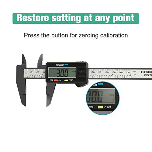 Raniaco Calibre Digital, Vernier Calibre Pantalla LCD Calibrador Electrónica de Acero Inoxidable,150mm/6Inch para Medir Interior Exterior Altura Profundidad y Escalera (Negro) (Negro)