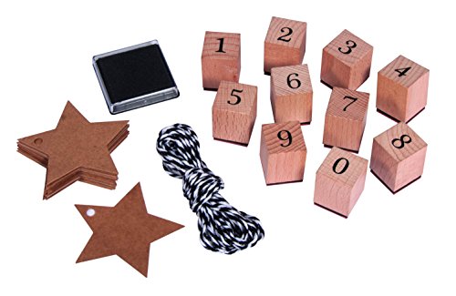 RAYHER HOBBY 68048000 Sello números 0-9, 38 Teilig con Estrella-Etiquetas
