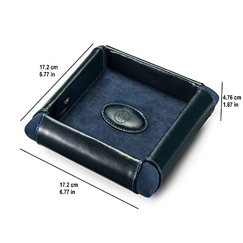 Real Madrid - Bandeja Vacía Bolsillos Deluxe Hecha a Mano con Piel Color Azul RMJ-80018
