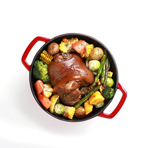 Recipientes para horno Pote Multifuncional Circular Wok Puede ser una Olla estofada roja cazuela Cacerolas (Size : 24CM3.8L)