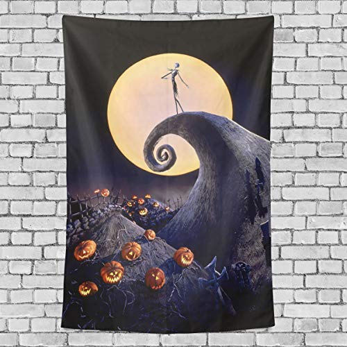 REFFW para Sala de Estar Dormitorio Colgante de Pared Tapiz Grande Calabaza Noche de Halloween Luna decoración del hogar Tapiz de Pared 60x51 Pulgadas decoración de Arte