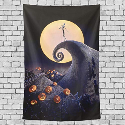 REFFW para Sala de Estar Dormitorio Colgante de Pared Tapiz Grande Calabaza Noche de Halloween Luna decoración del hogar Tapiz de Pared 60x51 Pulgadas decoración de Arte