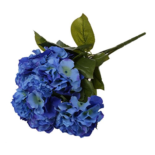REFURBISHHOUSE Ramo de 5 Cabezas de Flor de Hortensia Artificial para Decoracion de Boda Jardin Fiesta de Color Azul Oscuro