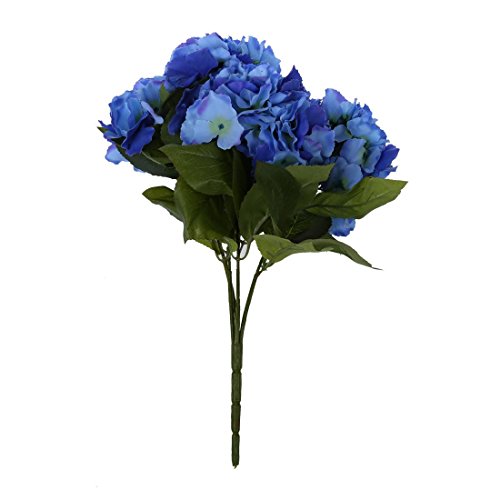 REFURBISHHOUSE Ramo de 5 Cabezas de Flor de Hortensia Artificial para Decoracion de Boda Jardin Fiesta de Color Azul Oscuro
