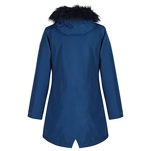 Regatta Serleena - Chaqueta parka con capucha de piel sintética con aislamiento térmico y impermeable, Mujer, Chaquetas Aislamiento Impermeable, RWP283 B5616L, Ópalo azul., 44