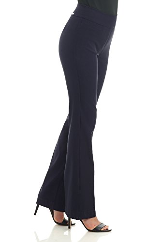 Rekucci Pantalon Bootcut Siempre Comodo de Mujer (14,Azul Marino)