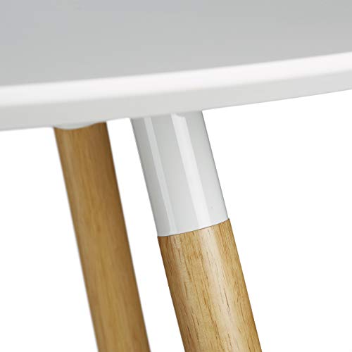 Relaxdays, 75 x 120 cm, Mesa Comedor Redonda Grande Arvid, Mueble Cocina, DM-Madera-Metal, Blanco