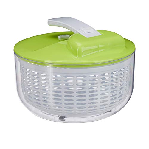 Relaxdays Centrifugadora de Ensalada, Profesional, Escurridor de Verduras, XXL, 7 L, Blanco y Verde, Plástico