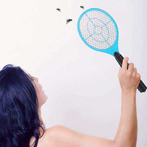 Relaxdays elektrische Fliegenklatsche, ohne chemische Stoffe, gegen Fliegen, Mücken & Moskitos, Fly Swatter, Hellblau Raqueta Matamoscas Eléctrica A Pilas para Moscas y Mosquitos, Azul, 47 cm